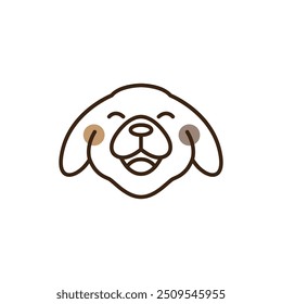 happy dog cartoon face smiling line minimalist logo design vector