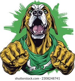 Happy Dog Cartoon Hulk tshirt design, Vector,  illustration, Animal