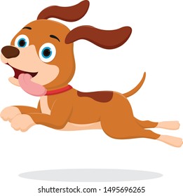 Happy dog cartoon, isolated on white background