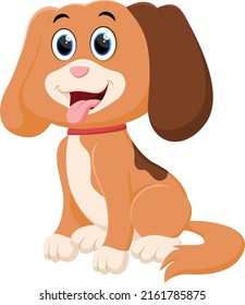 Happy dog cartoon, isolated on white background