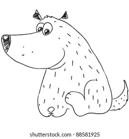 happy dog cartoon, line art, coloring