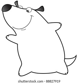 happy dog cartoon, line art, coloring