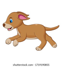 Happy dog cartoon running on white background