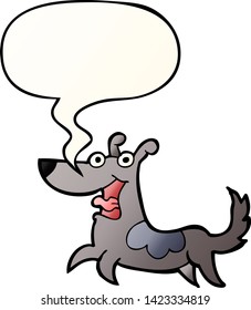 happy dog cartoon with speech bubble in smooth gradient style