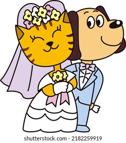 Happy Dog And Cat Wedding