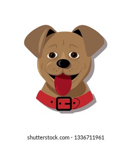 Happy dog in a collar with his tongue hanging out