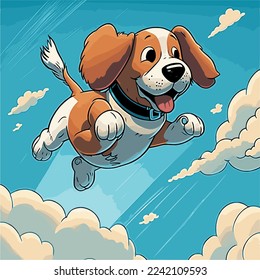 happy dog color vector cloud