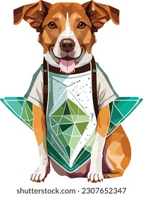 Happy Dog is cooking Wearing a chefs shirt , Vector, illustration