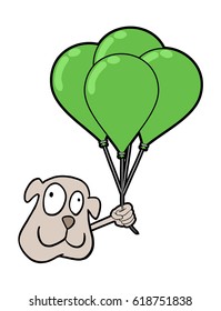 happy dog face with balloons