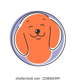 Happy dog face Dachshund. Vector illustration
