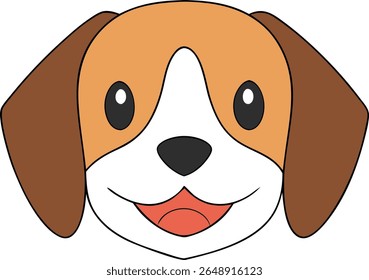 Happy dog face flat vector icon