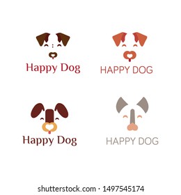 Happy dog face logo vector design