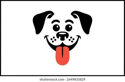 Happy dog face with tongue out silhouette illustration