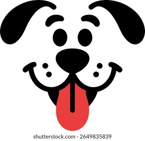 Happy dog face with a wagging tongue and floppy ears silhouette
