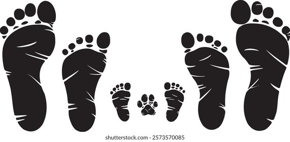 Happy Dog Family black foot Print