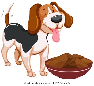 A Happy Dog with Food illustration