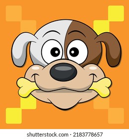 
Happy dog holding a bone