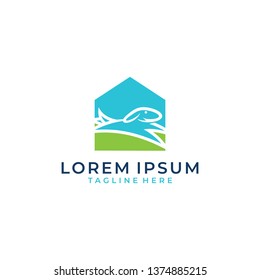 Happy dog house color logo vector