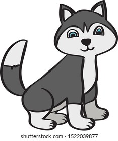 Happy dog, illustration, vector on white background.