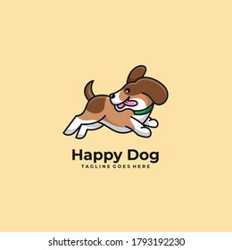 Happy Dog Jump Illustration Vector Logo.