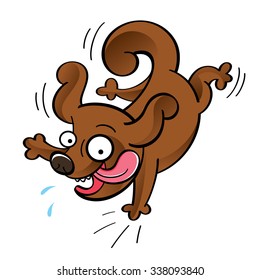 Happy dog - jumping funny cartoon animal 