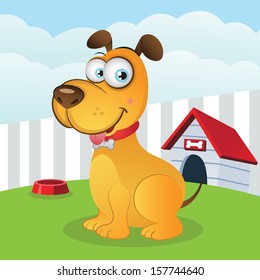 Happy Dog with Kennel (VECTOR)