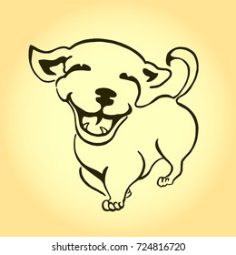 Happy dog. Line vector