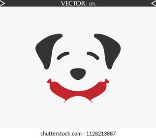 Happy Dog Logo. Eating Sausage
