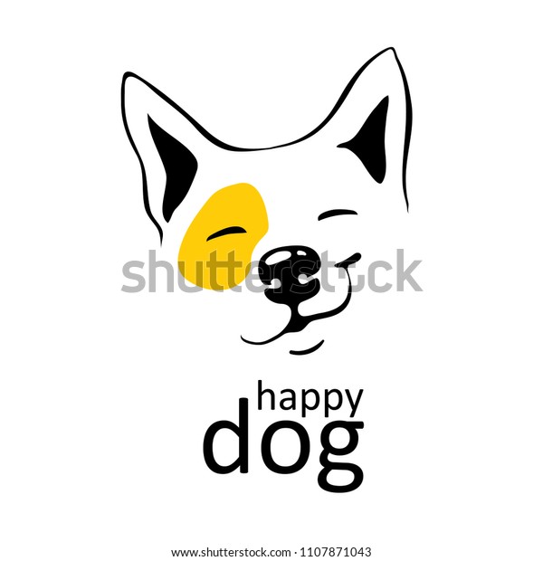 Happy Dog Logo Yellow Accent On Signs Symbols Stock Image