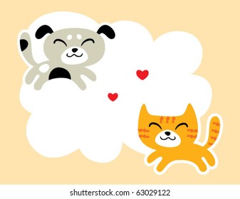 happy dog love cat