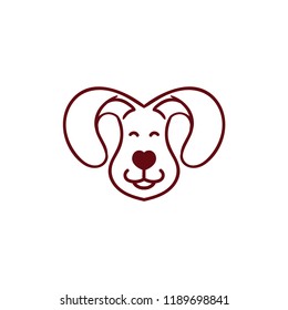 Happy Dog Love Shape Head