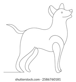 Happy Dog One Line Art Drawing