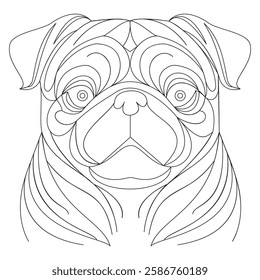 Happy Dog One Line Art Drawing
