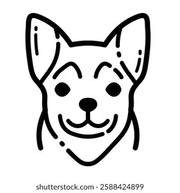 Happy Dog Outline Icon Isolated On White Background