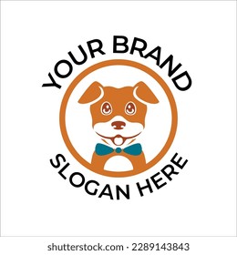 prima del logotipo del vectores de tienda de mascotas de perro feliz