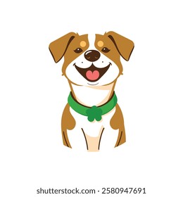 Happy Dog with Shamrock Charm for Greeting Cards