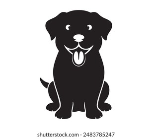 Ilustración vectorial de arte de silueta de perro feliz