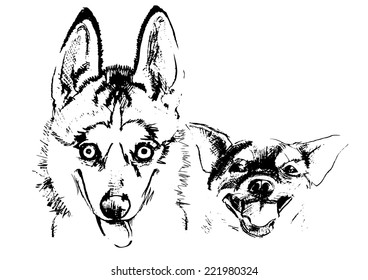 Happy Dog sketch vector isolates.