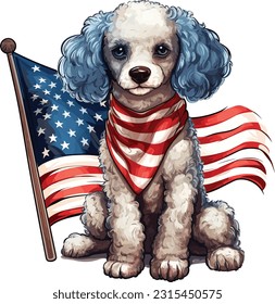 Happy dog sleeping behind is the American, Tshirt design
