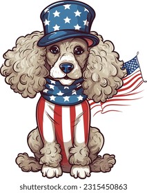 Happy dog sleeping behind is the American, Tshirt design