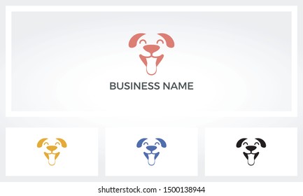 Happy Dog Smiling With Tongue Out Logo