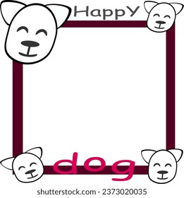 ilustración del vector de cuadro cuadrado de perro feliz Utilizado para decorar el arte y el dibujo