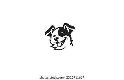 Logo del perro Happy Dog Tongue icono negro simple y plano sobre fondo blanco