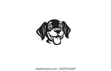 Happy Dog Tongue dog logo black simple flat icon on white background