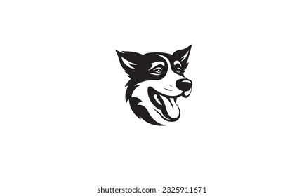 Happy Dog Tongue dog logo black simple flat icon on white background