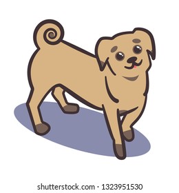 Happy dog with tongue sticking out, simple vector illustration.