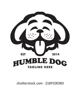 Ilustración de vector de perro feliz, perfecta para tienda de mascotas y diseño de logotipo de producto de marca