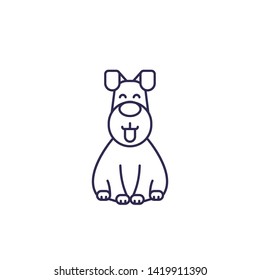 Happy dog vector line icon