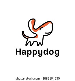 happy dog vector logo in colorful style