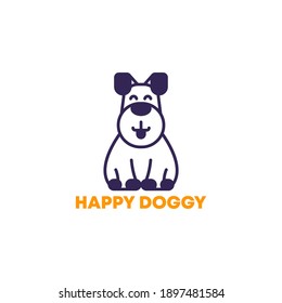 Happy dog vector logo icon